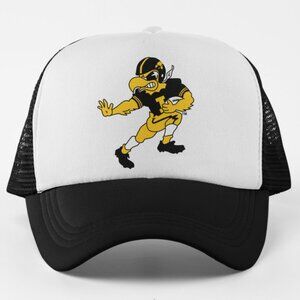 NEW Iowa Hawkeyes Football Herky Retro Foam Trucker Snapback Hat 2TONE BLACK